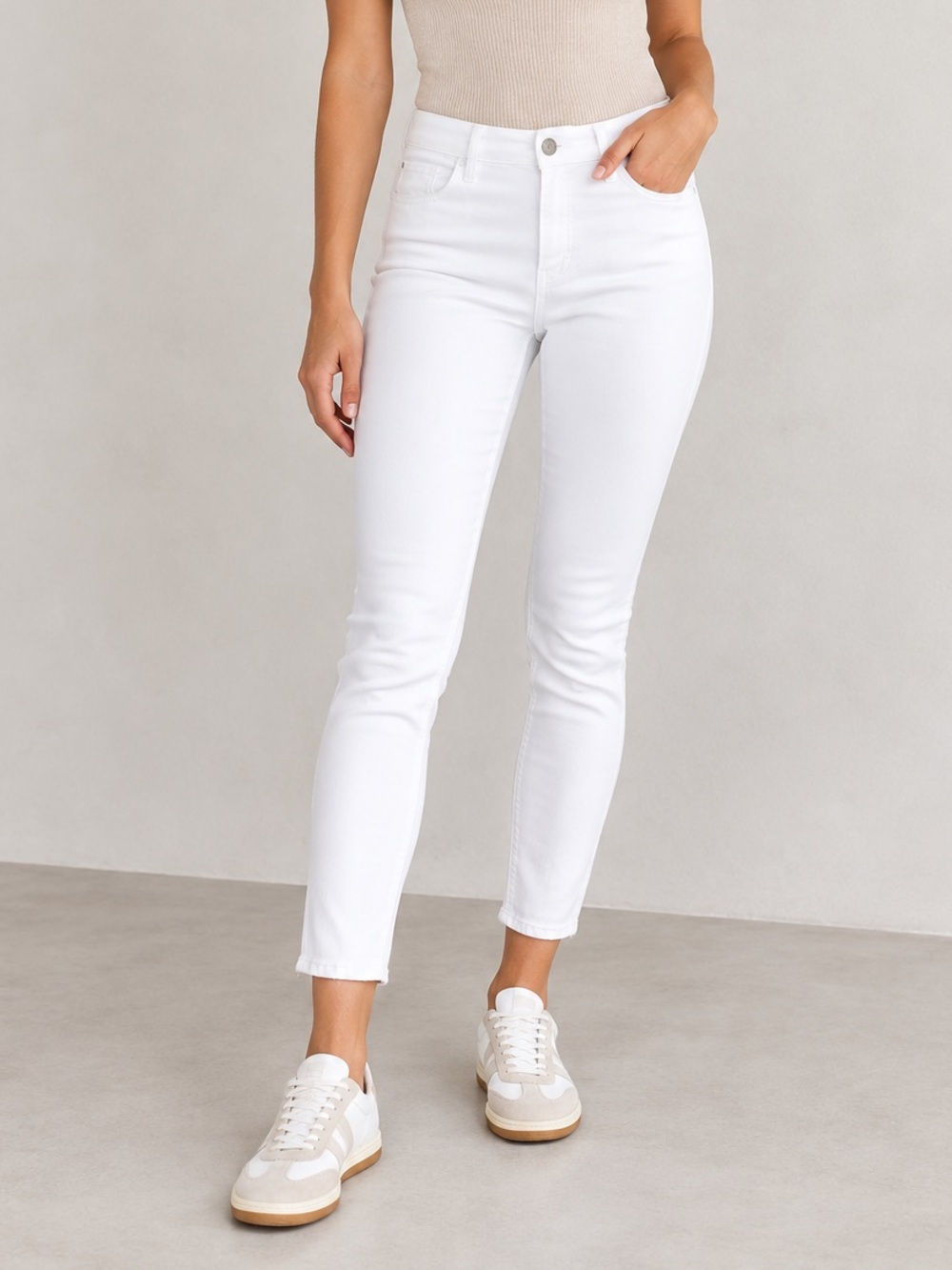 PAIGE Hoxton Ankle Skinny Jeans White Mid Rise Stretch Denim Size 28